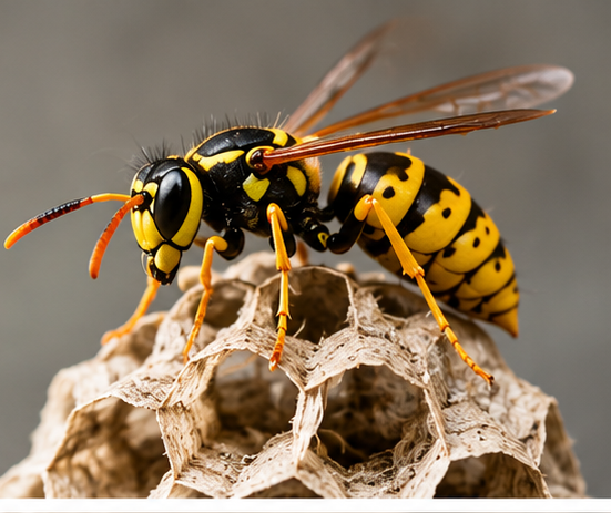 Yellowjacket wasp on a nest